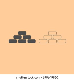 Pyramid dark grey set icon .