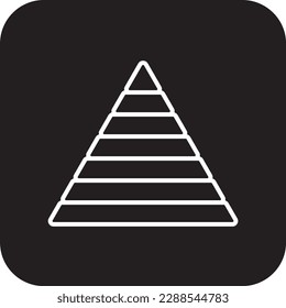 Pyramid Data management icon with black filled line style. chart, graph, triangle, growth, hierarchy, data, level. Vector illustration