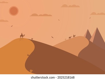 Pyramid  desert background landscape vector