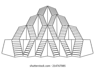 pyramid design construction line drawing vector illustration