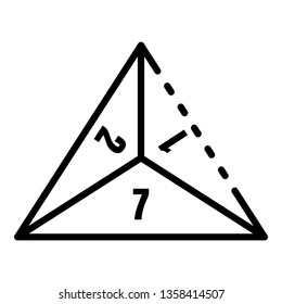 Pyramid dice icon. Outline pyramid dicevector icon for web design isolated on white background