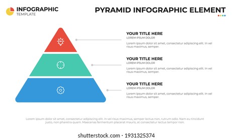 Pyramid Digram With 3 List, Infographic Element, Presentation Layout Template