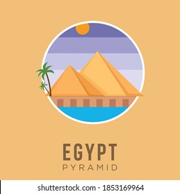 Pyramid of egypt history landmarks cultural design Vector stock illustration. Egypt Travel and Attraction, Landmarks, Tourism , Traditional Culture And Religion