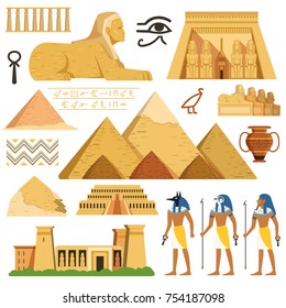 Pyramid of egypt. History landmarks. Cultural objects and symbols of egyptians. Egyptian landmark pyramid architecture, vector illustration