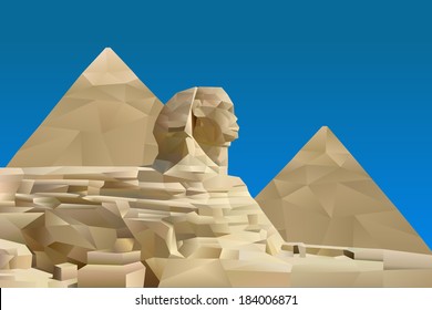 Pyramid of Egypt illustration in triangular pattern style