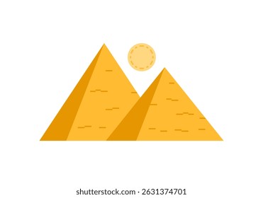 Pyramid egypt triangle with circle sun icon flat vector design