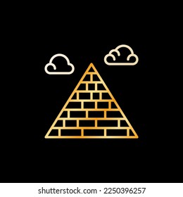 Pyramid in Egypt vector concept colorful icon in thin line style on dark background 