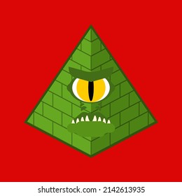 Pyramid And Eye Reptiloid. Secret Government Sign. Government Of Inaplanetic Invaders