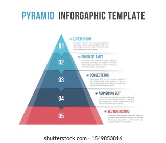 Pyramid with five elements and place for your text, infographic template for web, business, presentations, vector eps10 illustration