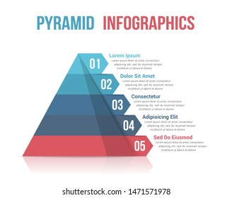 Pyramid with five segments, infographic template for web, business, reports, presentations, etc, vector eps10 illustration