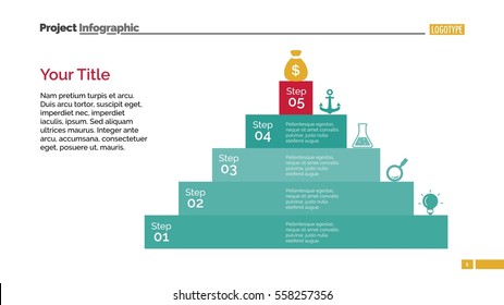 Pyramid Five Steps Diagram Slide Template