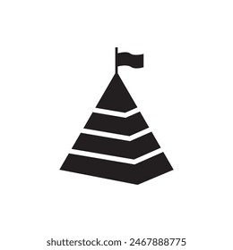 Pyramid with flag on top icon design, isolated on white background, vector illustration