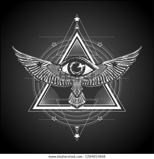 Pyramid Flying Bird Eye Providence Geometric Stock Vector (Royalty Free ...