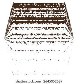 Pyramid form texture. Abstract sand triangle. Brown layered shape. Vector illusion.