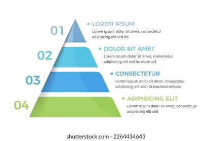 Pyramide mit vier Elementen mit Platz für Ihren Text, Infografik-Vorlage für Web, Business, Präsentationen, Vektoreps10 Illustration