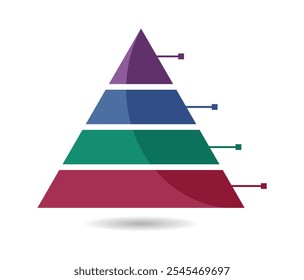 Pyramid with four tier infographic template