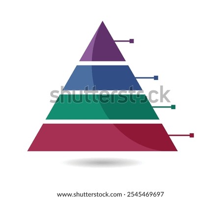 Pyramid with four tier infographic template