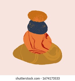 Pyramid of gems, texture stones, minerals. Summer modern abstract art print. Isolated collage shapes. Vector illustration