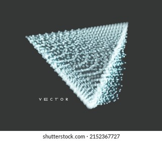 Pyramid. Geometric element for design. Molecular grid. Connection structure for chemistry and science. 3d technology style with particle. Vector illustration. 