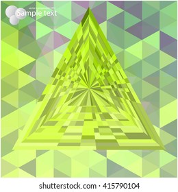 Pyramid of geometric shapes with light effects. 