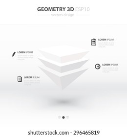 Pyramid  Geometry Abstract 3D Infographic And Icons Design white Color Style.