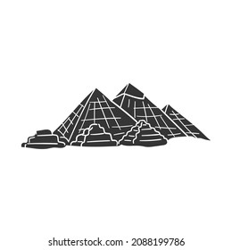 Pyramid Giza Icon Silhouette Illustration. Ancient Tomb Pharaoh Vector Graphic Pictogram Symbol Clip Art. Doodle Sketch Black Sign.