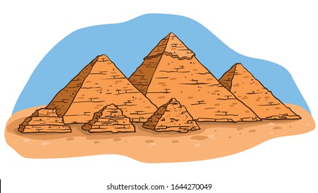 Giza pyramids with the great Sphinx in Egypt - Stock Illustration  [71528270] - PIXTA