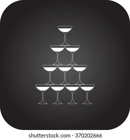 Pyramid of glasses icon on  background