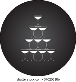 Pyramid of glasses icon on  background