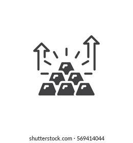 Pyramid of gold bars icon vector, filled flat sign, solid pictogram isolated on white. Growing savings symbol, logo illustration