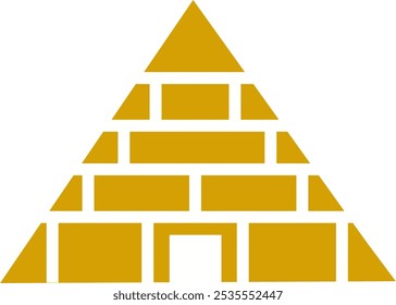 Pyramid gold flat line icon. Egyptian monumen