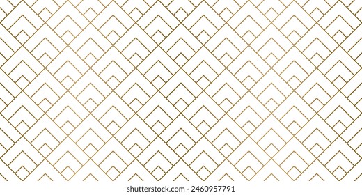 Patrón sin fisuras de oro piramidal, fondo de triángulo abstracto de línea reticulada repetida - Vector