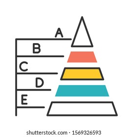 Pyramid graph color icon. Information hierarchy chart. Data connection presentation. Business model visualisation. Economic presentation. Financial report and research. Isolated vector illustration