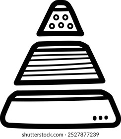 Pyramid graph doodle vector icon and illustration