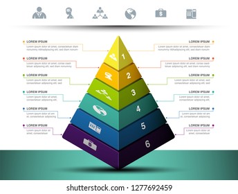 Pyramid graph with icon and symbol for business infographic, vector illustration graphic