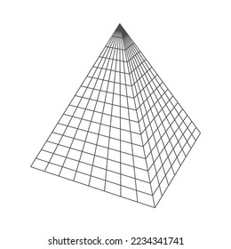 Pyramid Gitter Figur Low-Poly abstrakte geometrische Form 3D-Symbol. Vektorgrafikperspektive, Geometrie-Zahl polygonale Mathematik bildet Hologramm