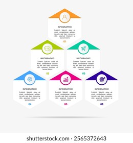 pyramid hexagon infographic template elements with 3 options. Can be used for workflow layout, diagram, business step options, banner, web design.