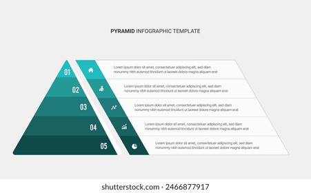 Pyramid Hierarchy Infographic Template Design with 5 Layers