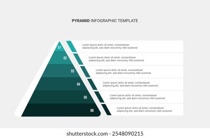 Pirâmide Hierarquia Infográfico Modelo Design com 6 Camadas