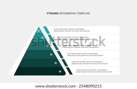 Pyramid Hierarchy Infographic Template Design with 6 Layers