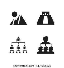 pyramid icon. 4 pyramid vector icons set. hierarchical order, hierarchical structure and chichen itza icons for web and design about pyramid theme