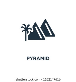 Pyramid icon. Black filled vector illustration. Pyramid symbol on white background. Can be used in web and mobile.