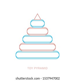 Pyramid icon. Children's colorful plastic toy.
