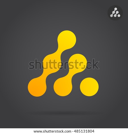 Pyramid icon, concept of growth and development, 2d vector illustration on dark background, eps 10
