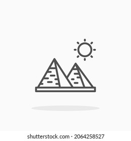 Pyramid icon. Editable Stroke and pixel perfect. Outline style. Vector illustration. Enjoy this icon for your project.