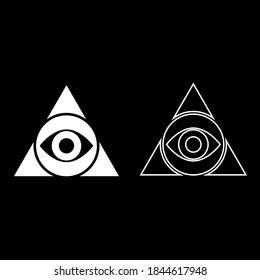 Pyramid icon with an eye flat style