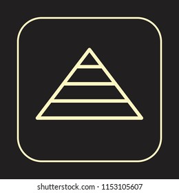 Pyramid Icon. Financial Analysis. Progress concept. Editable stroke flat icons. Simple thin line art logo. Golden web app button. Vector illustration. 