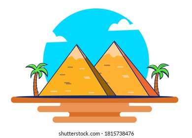 Pyramid icon flat isolated ilustration vector. Building Traveling Icon in Egypt.