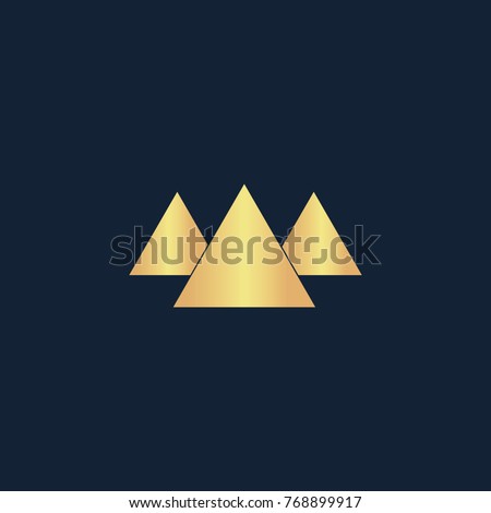 Pyramid icon flat. Simple gold pictogram on dark background. Vector illustration symbol