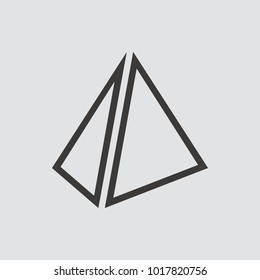 Pyramid icon isolated of flat style. Vector illustration.